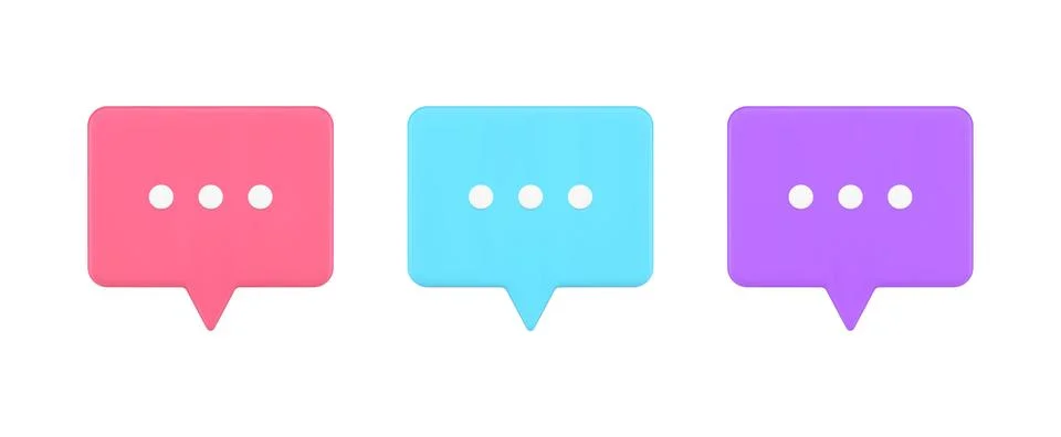 Set bright speech bubble 2d icon notification reminder alert for chatting cyb 库存插图