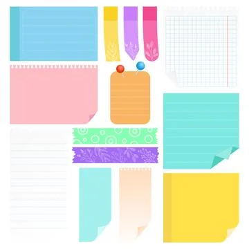 A set of bright stationery for taking notes Stock Illustration