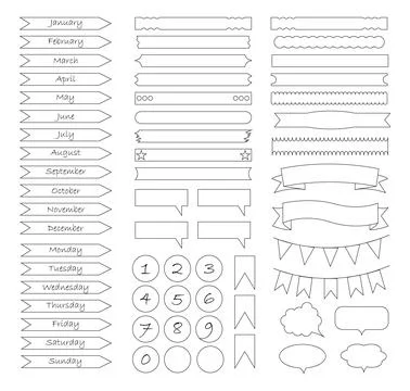 Set of bright stickers for planning. Stock Illustration