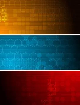 Set of bright technical banners with different elements Set of bright tech... Stock Photos