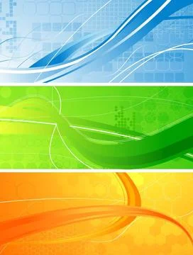 Set of bright technical banners with waves Set of bright technical banners... Foto stock