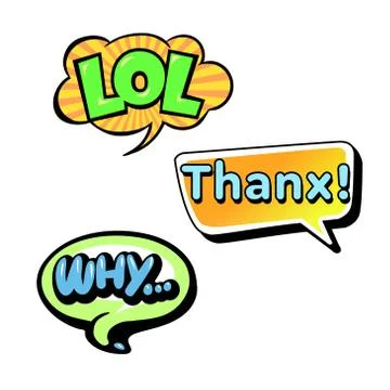 Set of bright vector speech bubbles. Colorful emotional icons isolated  Stock Illustration