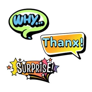 Set of bright vector speech bubbles. Colorful emotional icons isolated Stock Illustration