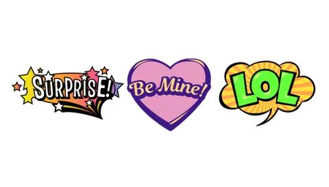 Set of bright vector speech bubbles. Colorful emotional icons isolated  Stock Illustration