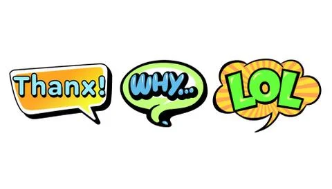 Set of bright vector speech bubbles. Colorful emotional icons isolated  Stock Illustration