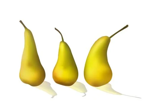 Set of bright yellow pears. Stock Illustration