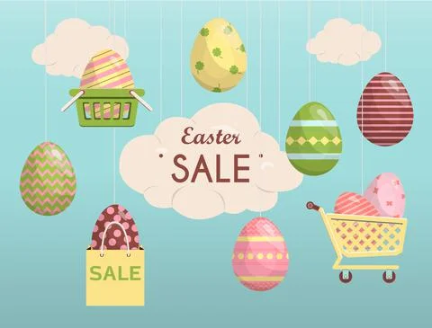 A set of brightly painted Easter eggs. Vector illustration with a happy Easter Stock Illustration