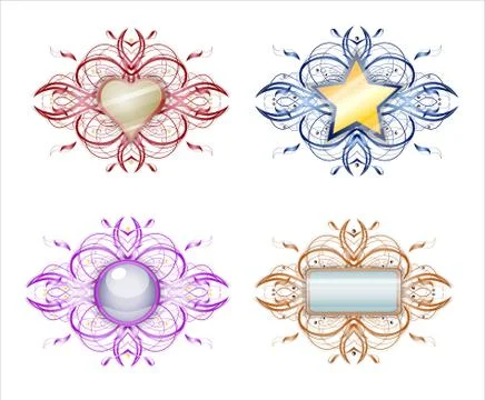 Set with  broachs. Stock Illustration