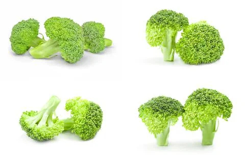 Set of broccoli floret on white Stock Photos