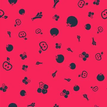 Set Broccoli, Leek, Apple and Tomato on seamless pattern. Vector Illustrazione stock