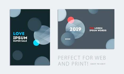 Set of brochure with black abstract design cover, party flyer in A4 with grey 스톡 일러스트