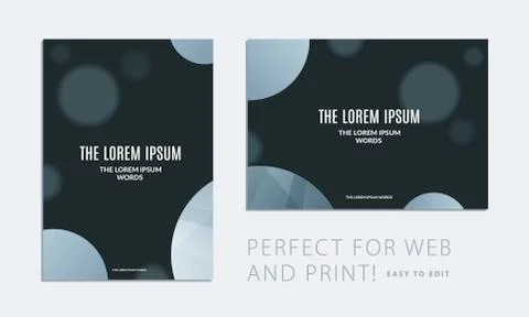 Set of brochure with black abstract design cover, party flyer in A4 with grey 스톡 일러스트