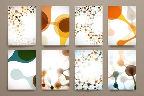 Set of brochure, poster design templates in DNA molecule style 스톡 일러스트