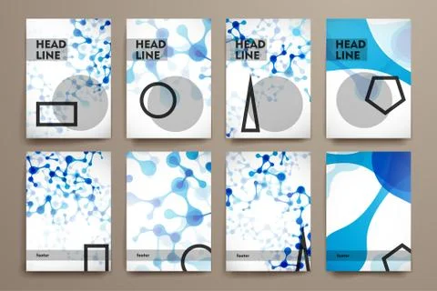 Set of brochure, poster design templates in DNA molecule style 스톡 일러스트
