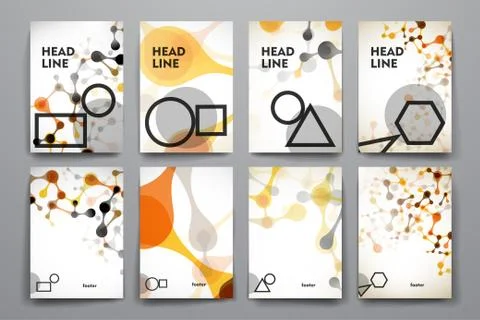 Set of brochure, poster design templates in DNA molecule style 스톡 일러스트