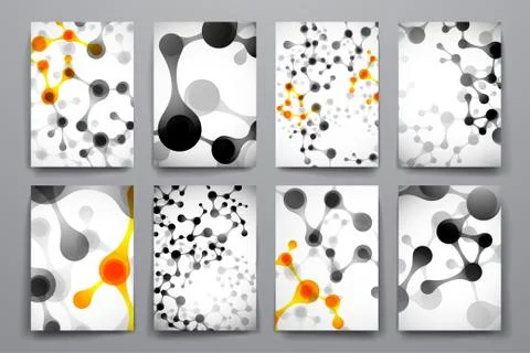 Set of brochure, poster design templates in DNA molecule style Stockillustratie
