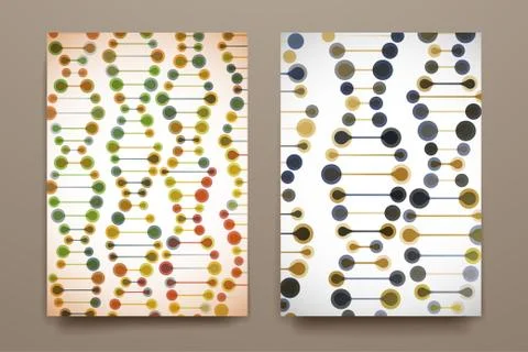 Set of brochure, poster design templates in DNA molecule style Stock Illustration