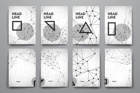 Set of brochure, poster design templates in Molecular structure style Illustrazione stock
