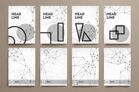 Set of brochure, poster design templates in Molecular structure style 스톡 일러스트