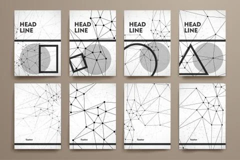 Set of brochure, poster design templates in Molecular structure style 스톡 일러스트