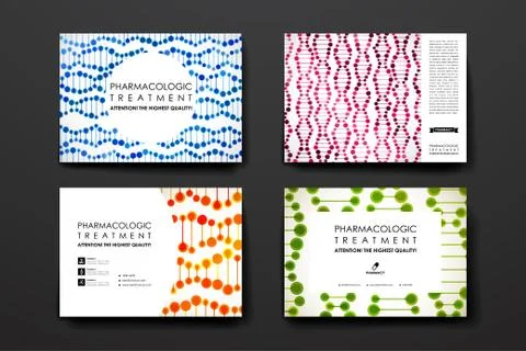 Set of brochure, poster design templates in DNA molecule style イラスト素材