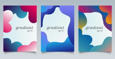 Set of brochure template abstract fluid gradient shape and fun colors pattern Stock Illustration