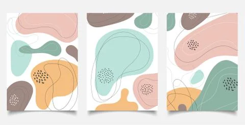 Set of brochure template abstract minimal organic shapes composition pastel c Stock Illustration