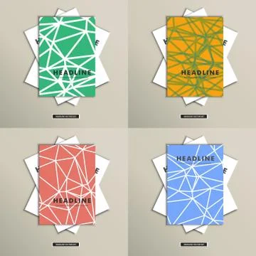 Set brochures with background triangles on cover Stock Illustration