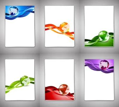 Set of brochures with globes Stock Illustration