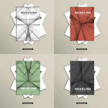 Set of brochures with simple lines on covers Stock Illustration