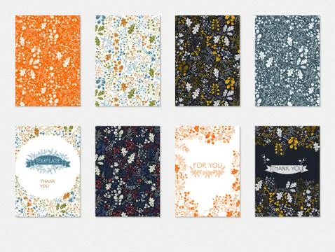 Set of brochures templates with floral pattern, cards blanks, flyers Stock Illustration