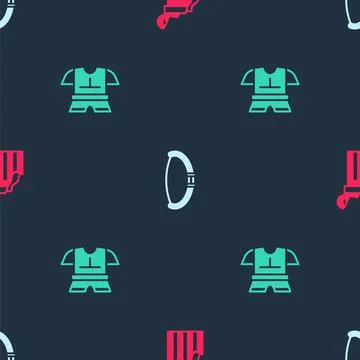 Set Broken ancient column, Medieval bow and Body armor on seamless pattern 스톡 일러스트