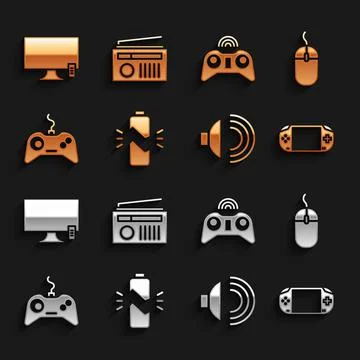Set Broken battery, Computer mouse, Portable video game console, Speaker volume イラスト素材