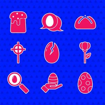 Set Broken egg, Human hand and easter, Easter, Flower tulip, Search, Christ.. Illustrazione stock