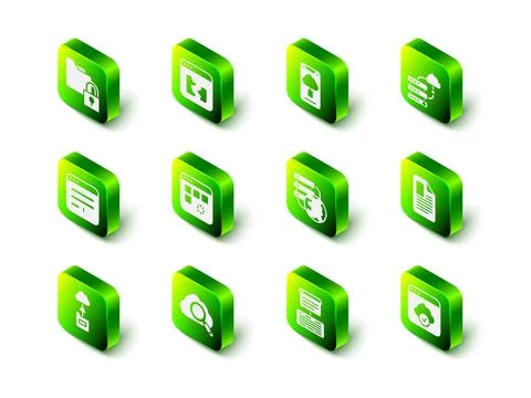 Set Broken file, Cloud technology data transfer, Network cloud connection, File Stock Illustration