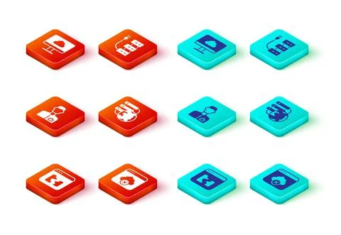 Set Broken file, Failed access cloud storage, Analyst engineer, Network Stock Illustration