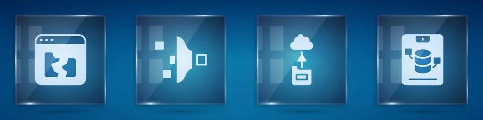 Set Broken file, Filter setting, Cloud technology data transfer and Server, Data Illustrazione stock