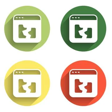 Set Broken file icon isolated with long shadow background. Color circle but.. Stock-Illustration