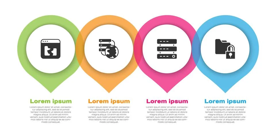 Set Broken file, Network cloud connection, Server, Data, Web Hosting and Folder Stock Illustration
