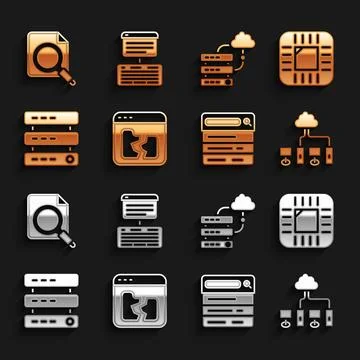 Set Broken file, Processor with CPU, Computer network, Search engine, Serve.. 스톡 일러스트