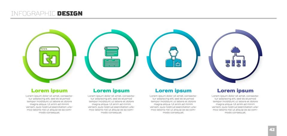 Set Broken file, Server, Data, Web Hosting, Analyst engineer and Computer Illustrazione stock