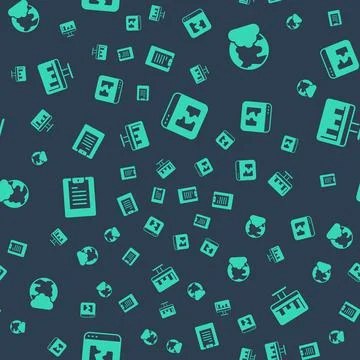 Set Broken file, Social network, Server, Data report and Monitor with graph c Illustrazione stock