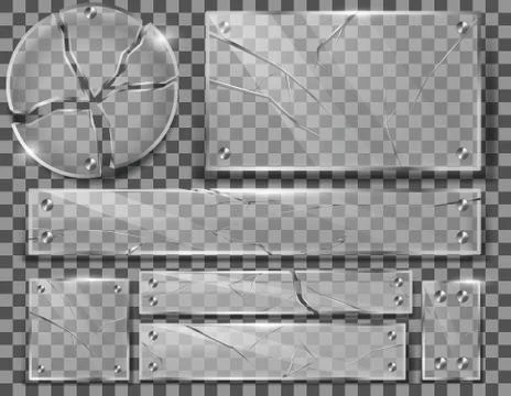 Set of broken glass plates Stock Illustration
