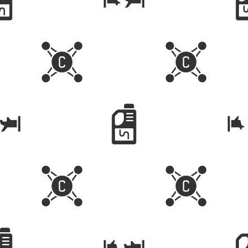 Set Broken pipe, Drain cleaner bottle and Water tap on seamless pattern. Vector Stock Illustration