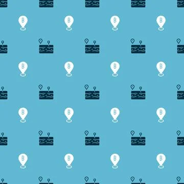 Set Broken road and Location on seamless pattern. Vector Illustrazione stock