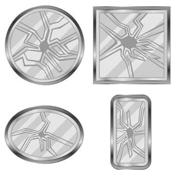 Set of broken shattered mirrors with cracks and shards flat vector Stock Illustration