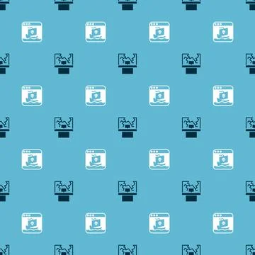 Set Broken window and Internet piracy on seamless pattern. Vector Stock Illustration