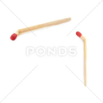 Set of Broken Wooden match isolated over the white background Stock Photos
