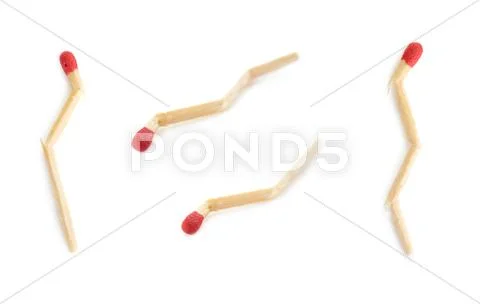 Set of Broken Wooden match isolated over the white background Stock Photos