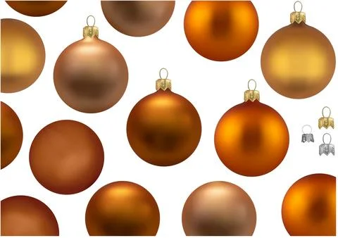 Set of Bronzed Christmas Balls without Motif Stock Illustration